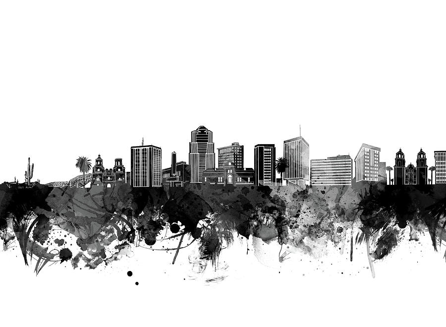 Tucson Skyline Bw Digital Art by Bekim M - Fine Art America