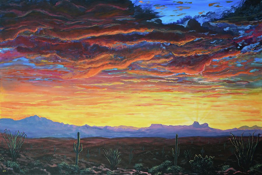 Tucson Sunset Painting by Chance Kafka