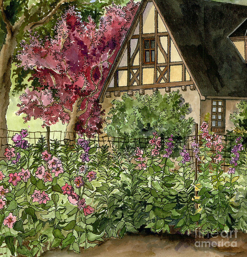 Tudor Garden Painting by Shelley Wallace Ylst