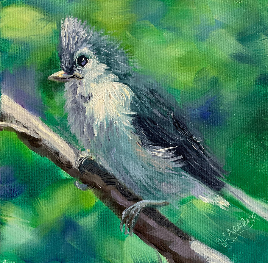 Tufted Titmouse Painting by Jan Chesler