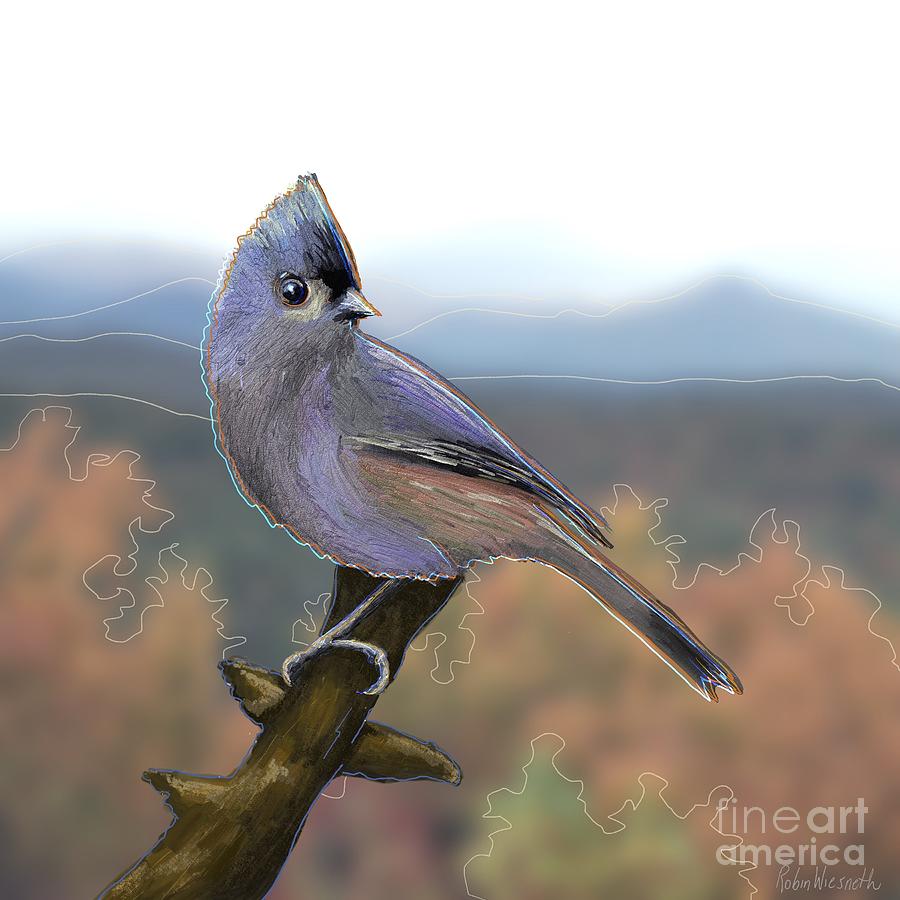 Tufted Titmouse Painting by Robin Wiesneth
