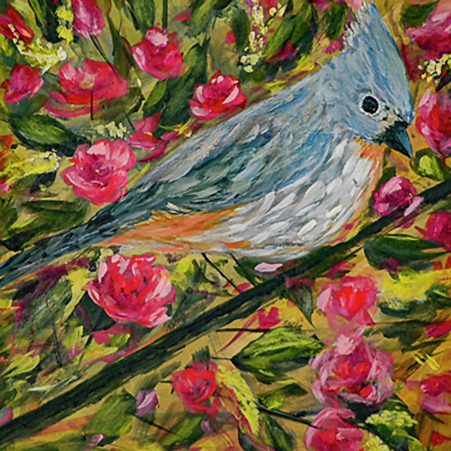 Tufted Titmouse with Roses Painting by Michelle Johnson - Fine Art America