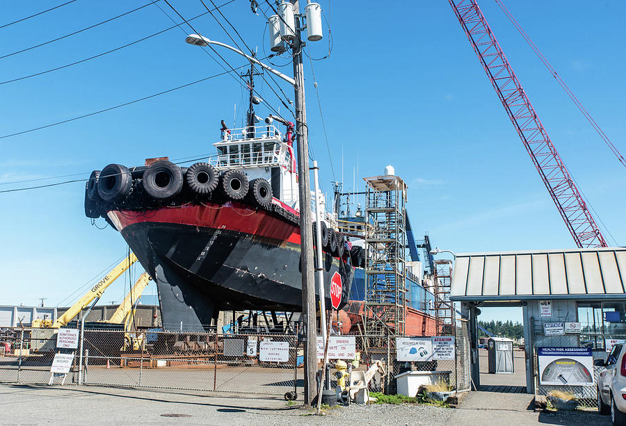 Tug at Anacortes Shipyard Photograph by Tom Cochran