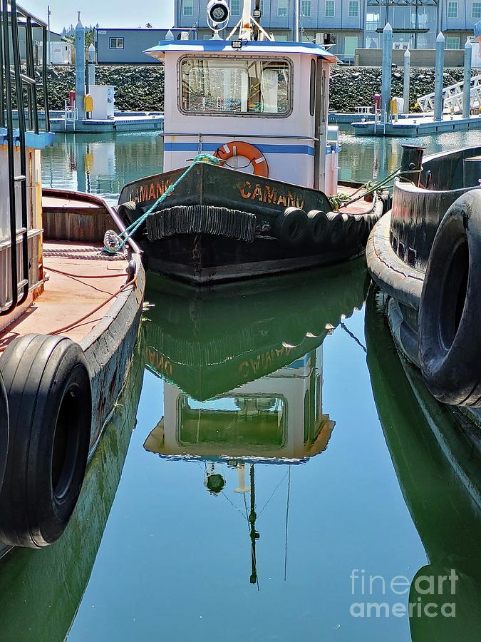 Tug Boat Camano Reflection Photograph by Norma Appleton