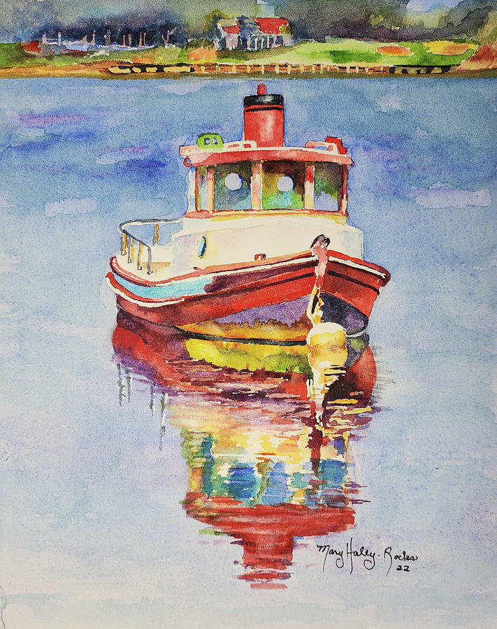 Tug Boat Painting by Mary Haley-Rocks
