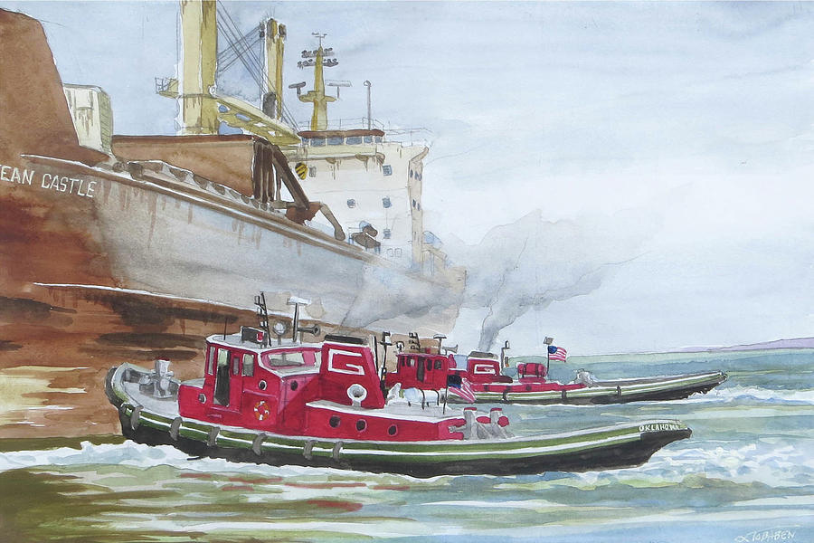 Tug Oklahoma Painting by Dave Tobaben