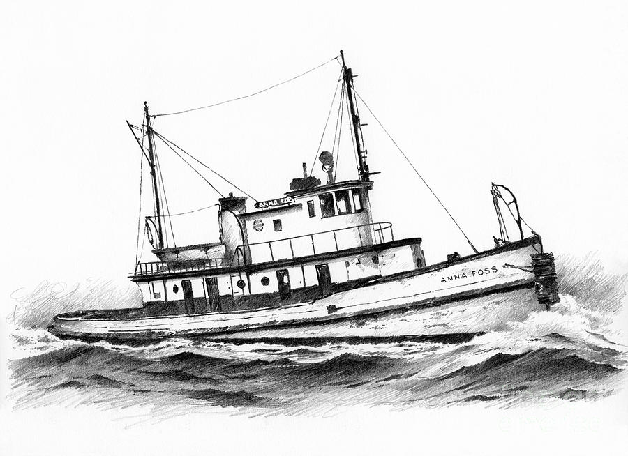 Tugboat ANNA FOSS Drawing by James Williamson