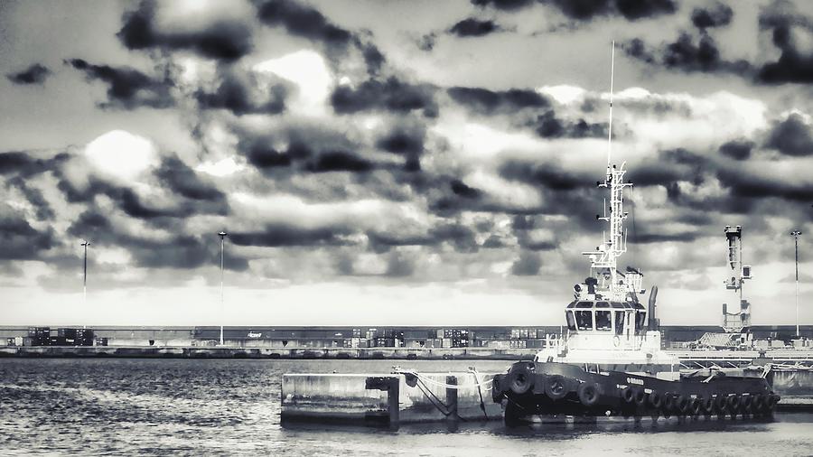 Tugboat at Praia da Vitoria Pier Photograph by Marco Sales Photography Tugboat at Praia da Vitoria Pier Photograph by Marco Sales Photography
