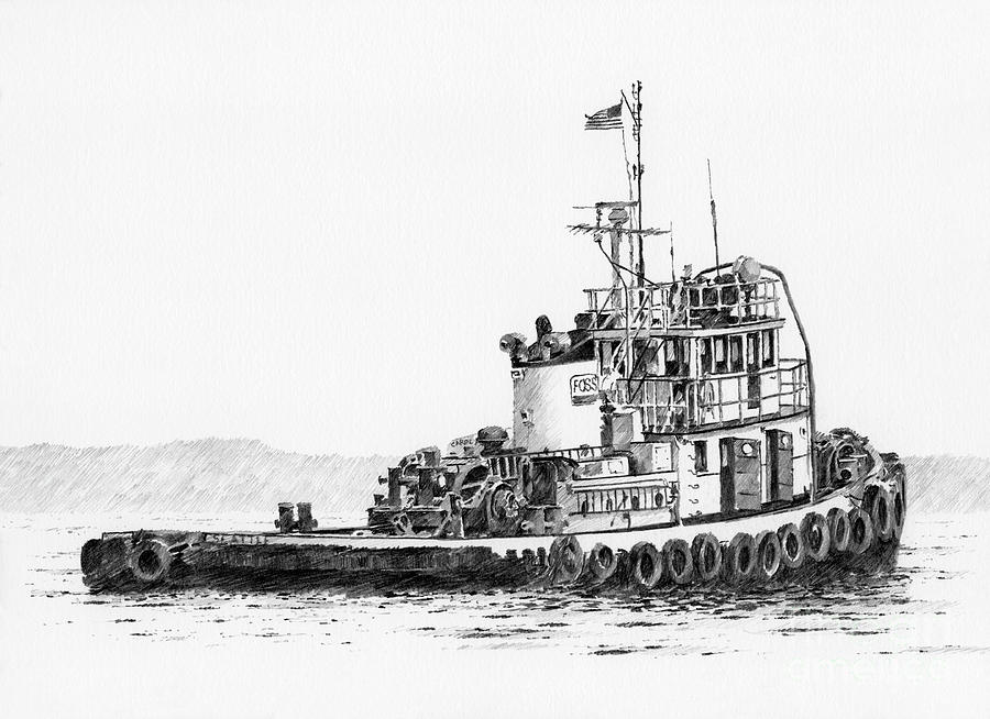 Tugboat CAROL FOSS Drawing by James Williamson