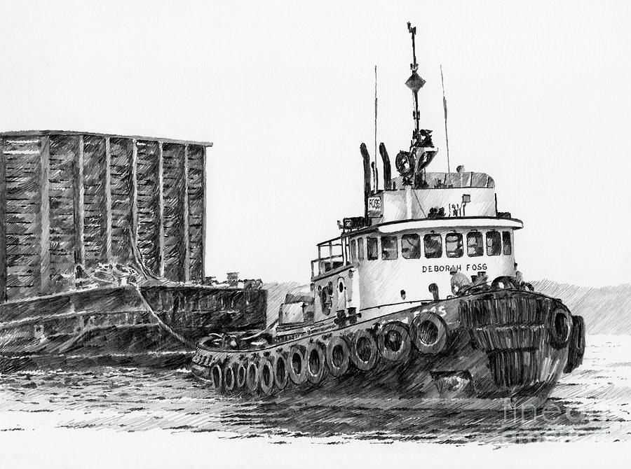 Tugboat DEBORAH FOSS Drawing by James Williamson
