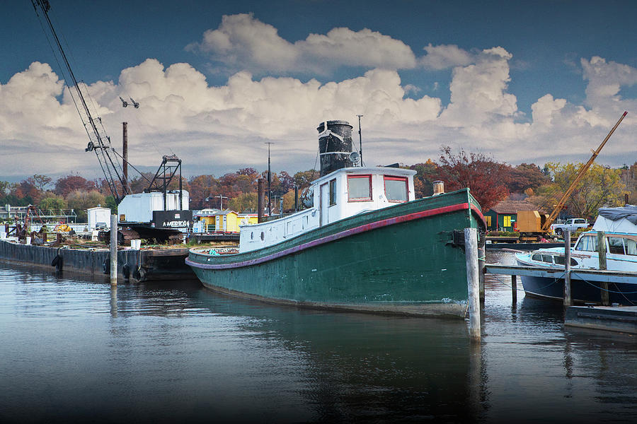 Tugboat docked in the Marina by Douglas Michigan Photograph by Randall Nyhof