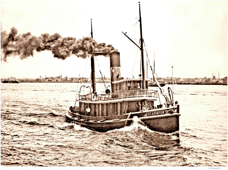 Tugboat Gladisfen, Hudson River, c. 1900, Vintage Photograph Photograph by A Macarthur Gurmankin