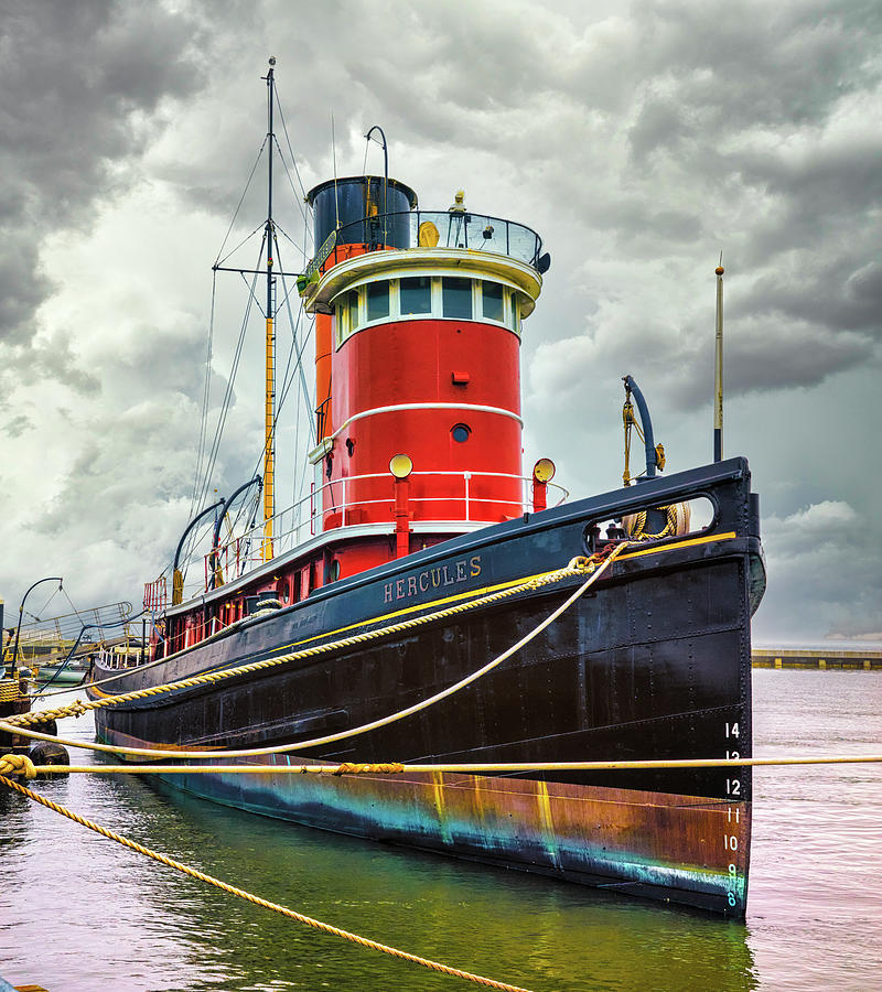 Tugboat Hercules and Storm Clouds Photograph by Jerry Fornarotto