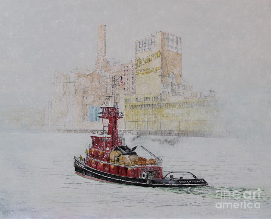 Tugboat Painting - Tugboat Linda Lee Bouchard on East River by Tim Malcolm Hughes Tugboat Painting - Tugboat Linda Lee Bouchard on East River by Tim Malcolm Hughes
