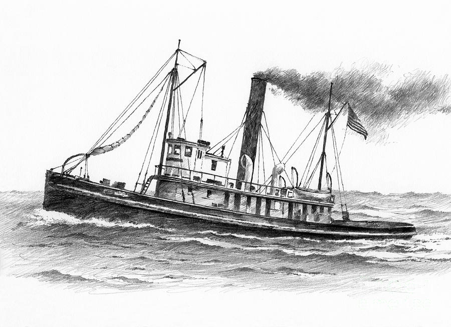 Tugboat WANDERER Drawing by James Williamson