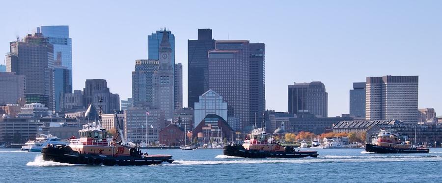 Boat Photograph - TugBoats Boston Harbor by Caroline Stella