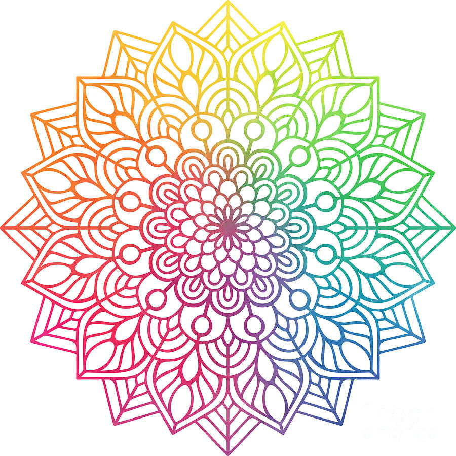 Tukaran - Colorful Vibrant Rainbow Mandala Pattern Digital Art by Sambel Pedes