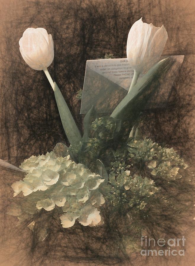 Tulip Arrangement in Charcoal Photograph by Karin Everhart