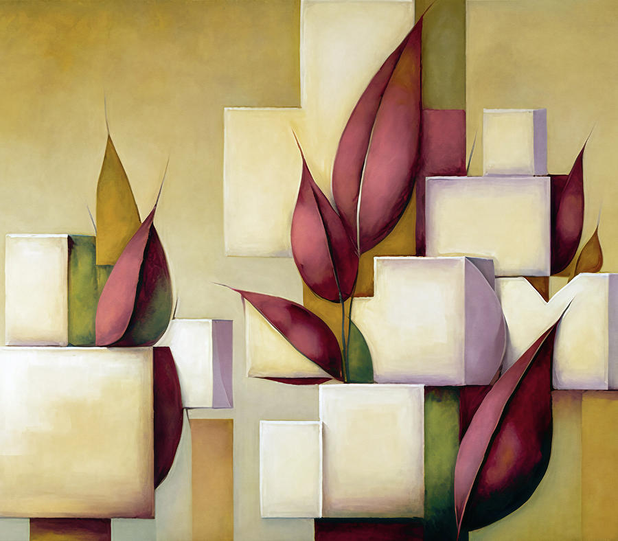 Abstract Painting - Tulip Cubism by Jacky Gerritsen