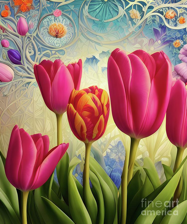 Tulip Fantasy 11 Digital Art By Mary Machare Fine Art America