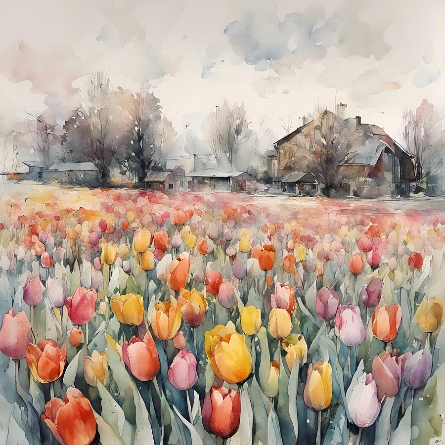 Tulip field Digital Art by April Cook
