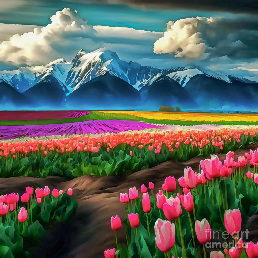 Tulip field Painting by Odon Czintos - Fine Art America