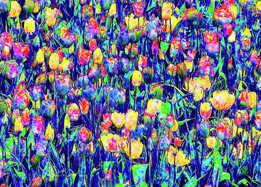 Tulip Field Trip Digital Art by Gary Olsen-Hasek