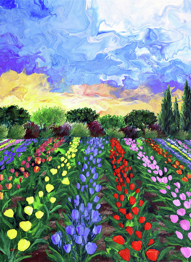 Tulip Fields Painting by Laura Iverson