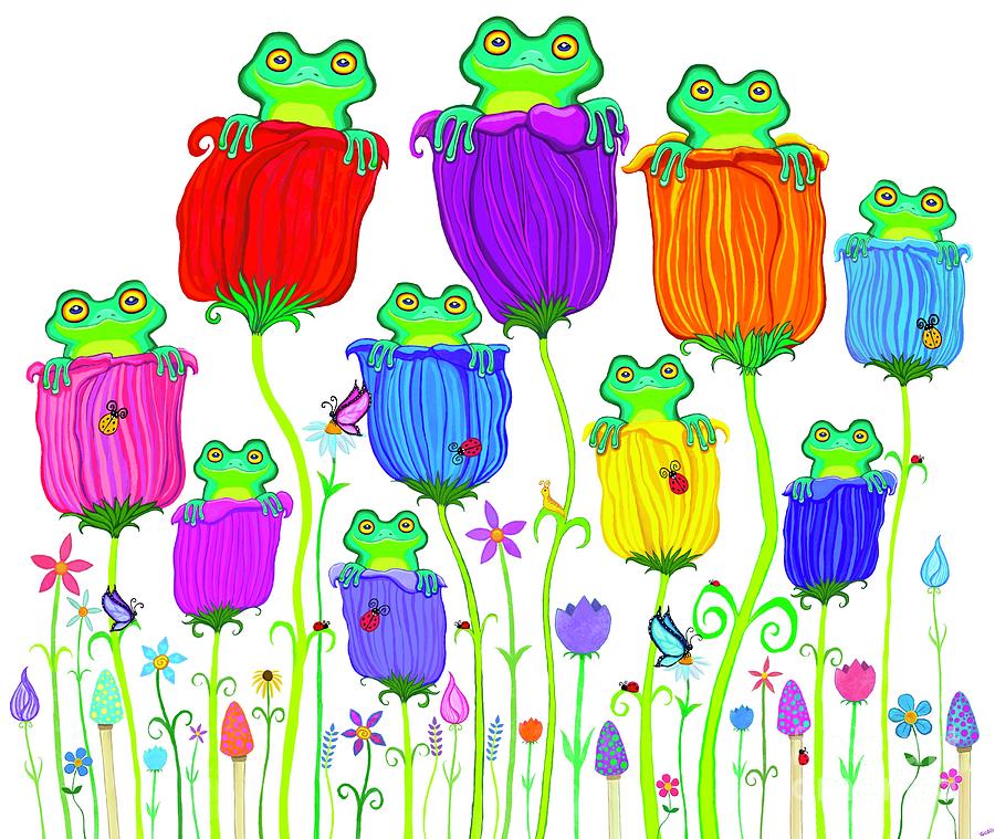 Tulip Frogs and Flowers  Digital Art by Nick Gustafson