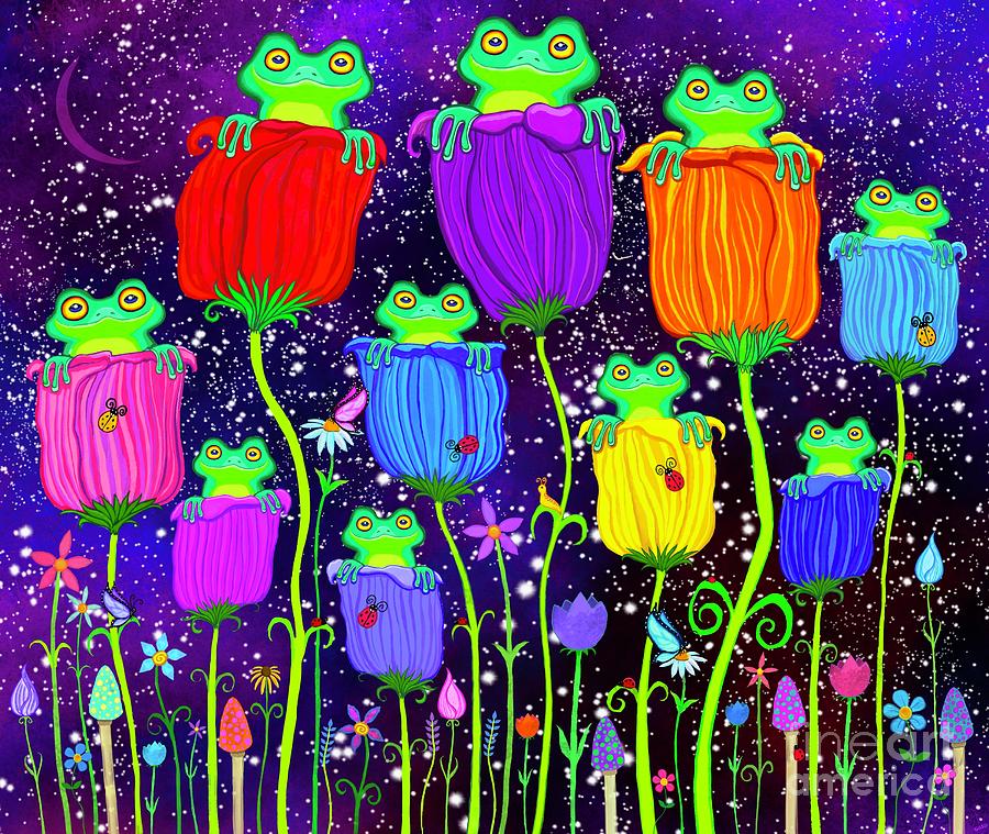 Tulip Frogs and Stars  Digital Art by Nick Gustafson