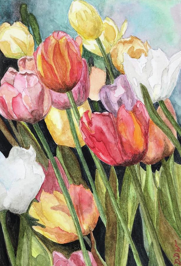 Tulip Garden Painting By Dee Dee Whittle