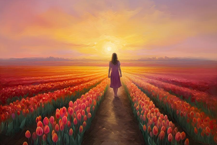 Tulip Painting - Tulip Horizon Wanderer by Simone Edward Artwork