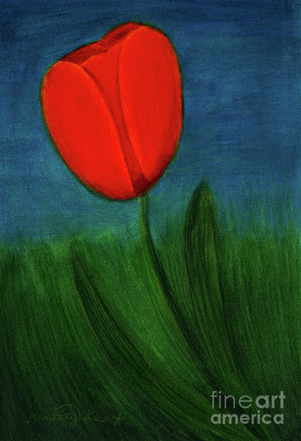 Tulip On A Clear Spring Day Painting by Dorothy Lee