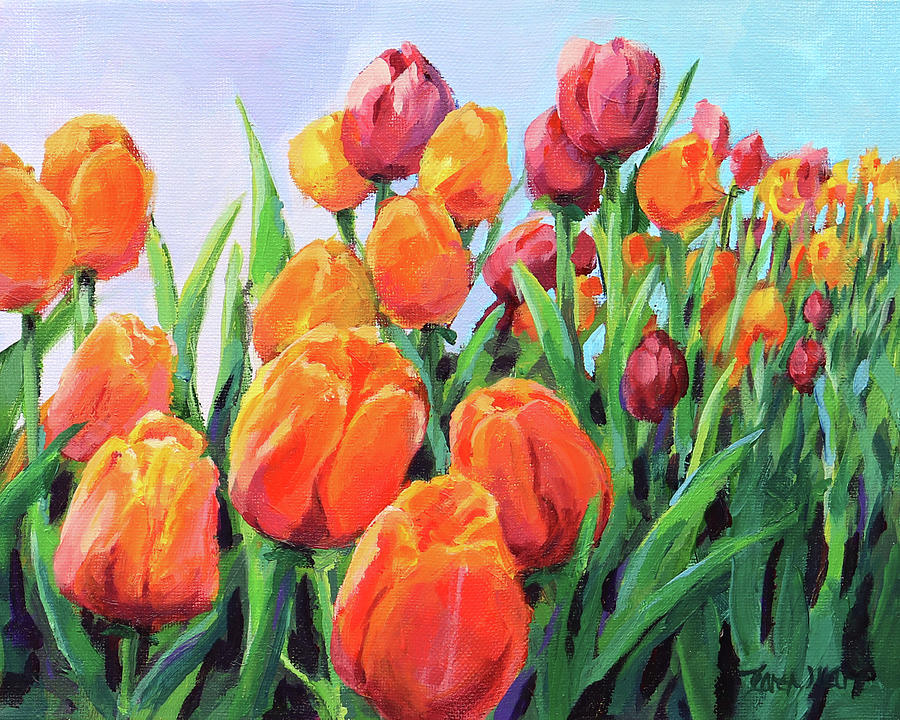 Tulip Parade Painting by Karen Ilari