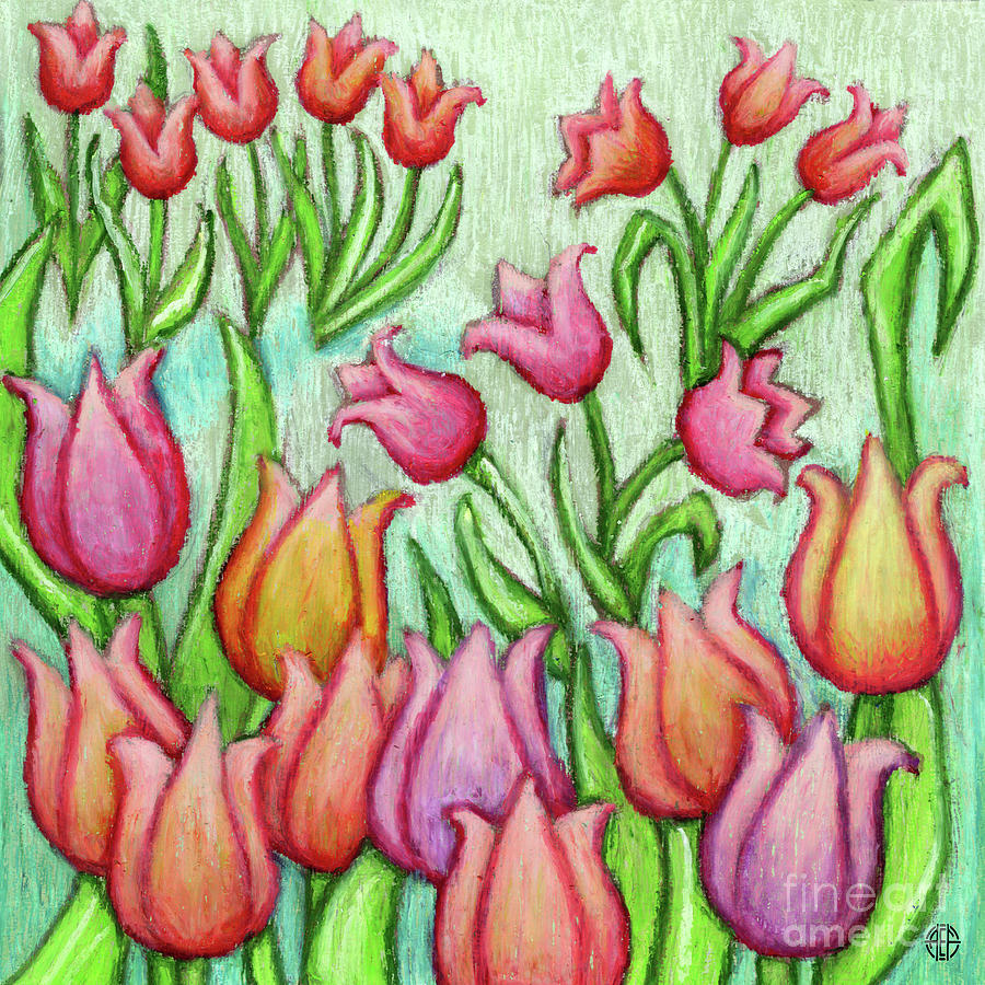 Tulip Party. Wildflora Painting by Amy E Fraser