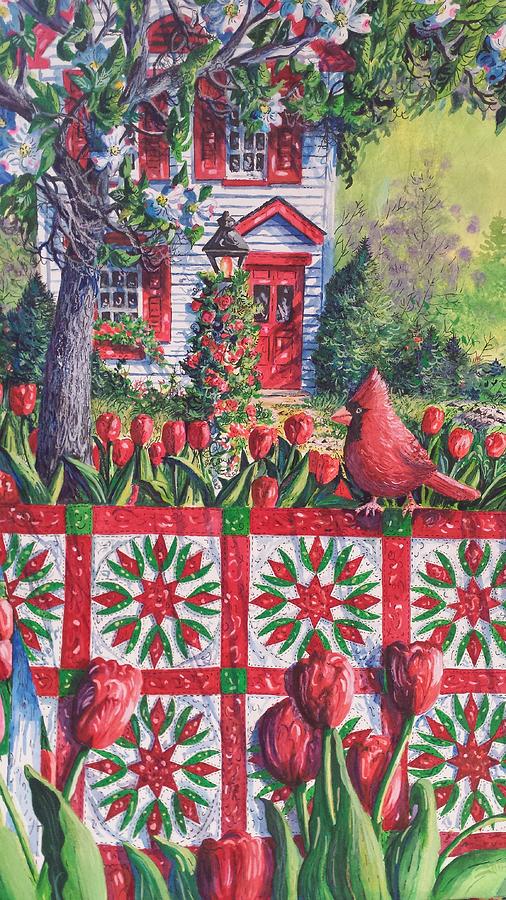 Tulip Quilt Painting by Diane Phalen