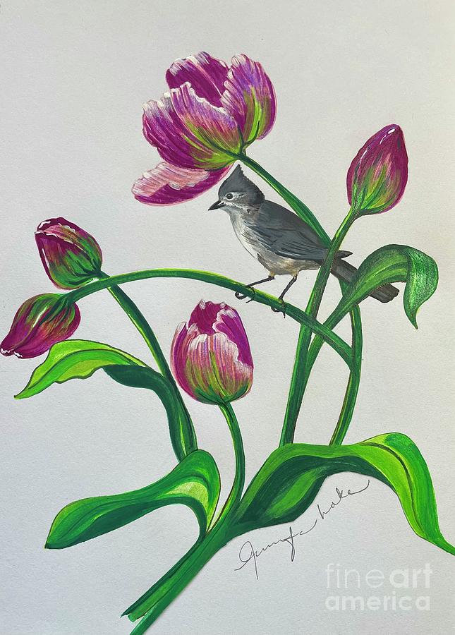 Tulip Titmouse Drawing by Jennifer Lake