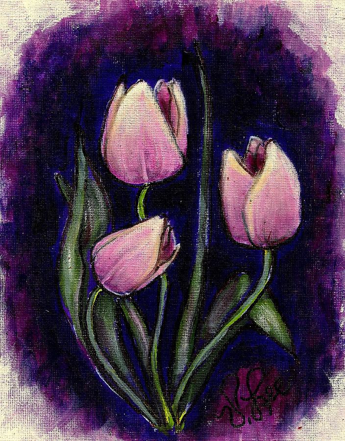 Tulip Trio Painting by VLee Watson