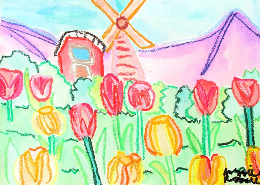 Tulip Painting - Tulip Valley  by Maggie Russell