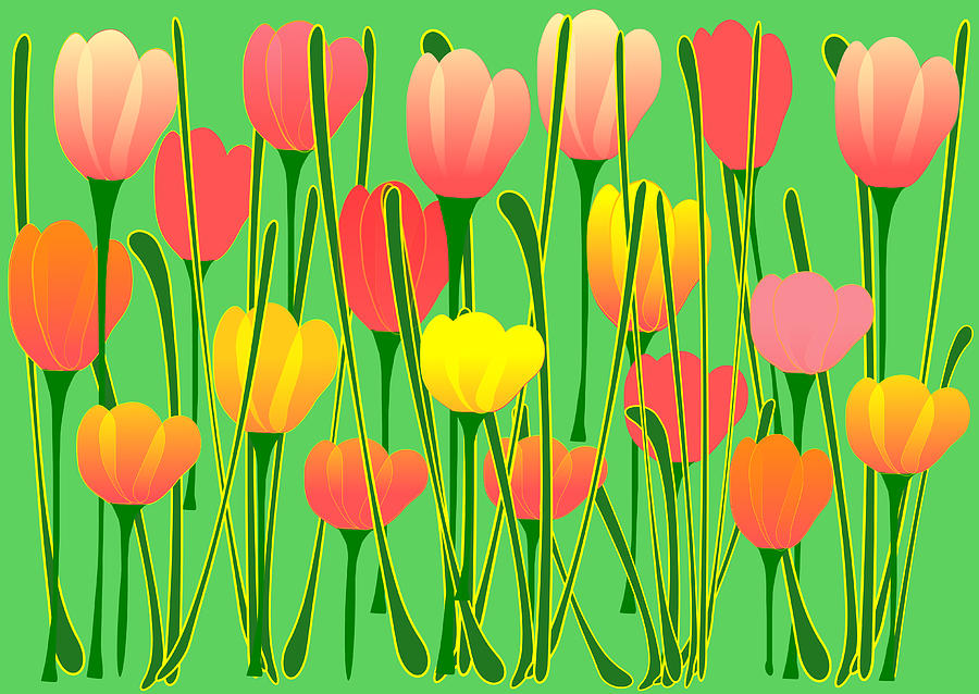 Spring Digital Art - Tulips by Anastasiya Malakhova