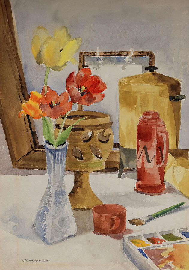 Tulips and Coffee Painting by Patti Deters