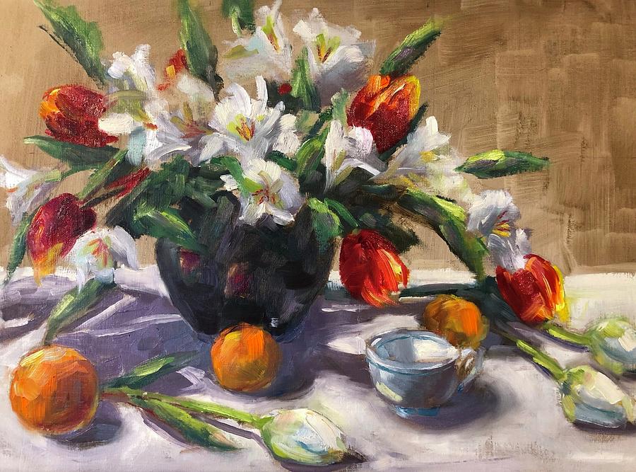 Tulips And More Painting by Barbara Hageman