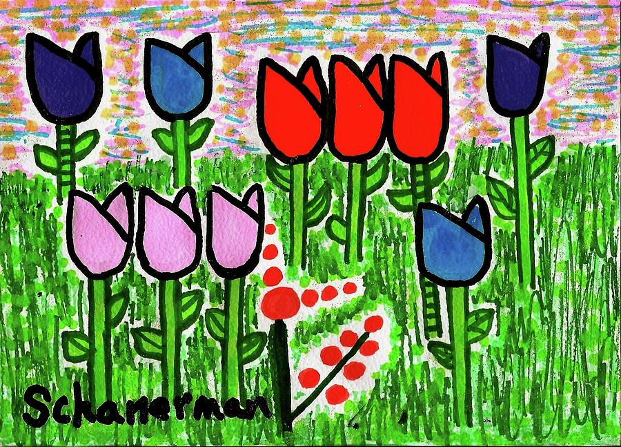 Tulips And More Drawing by Susan Schanerman