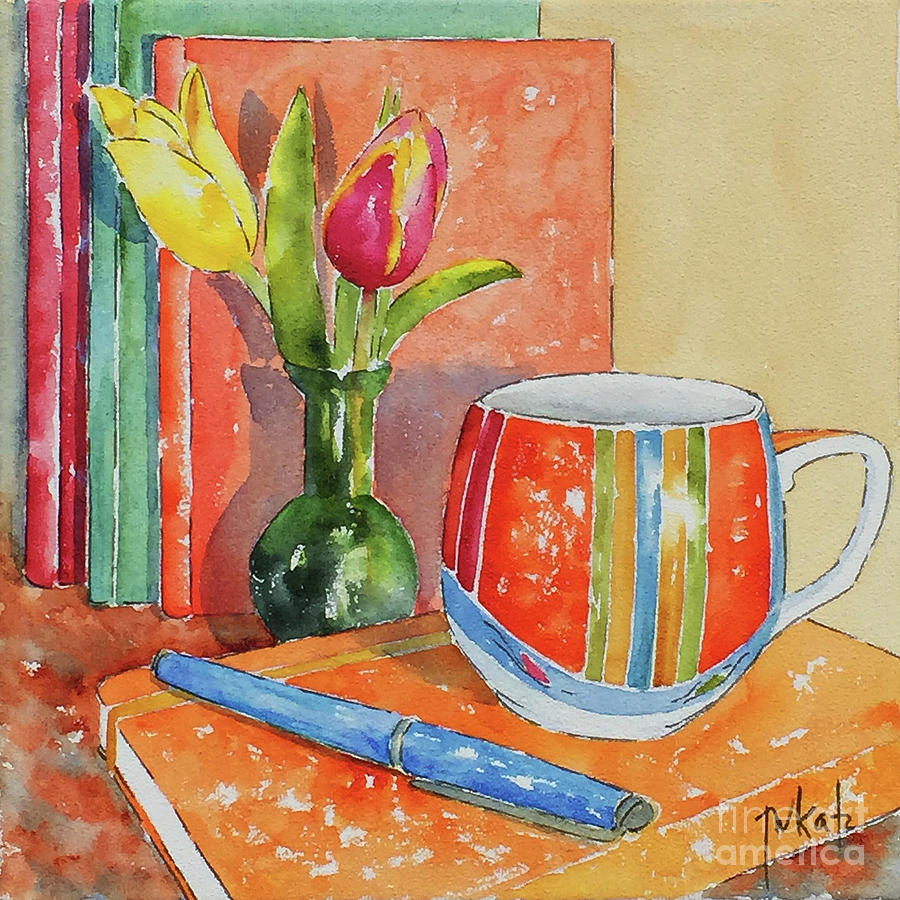 Tulips And Tallinn Painting by Pat Katz