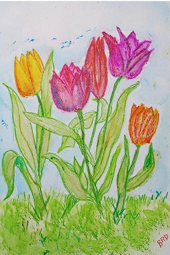 Tulips Painting by Branwen Drew