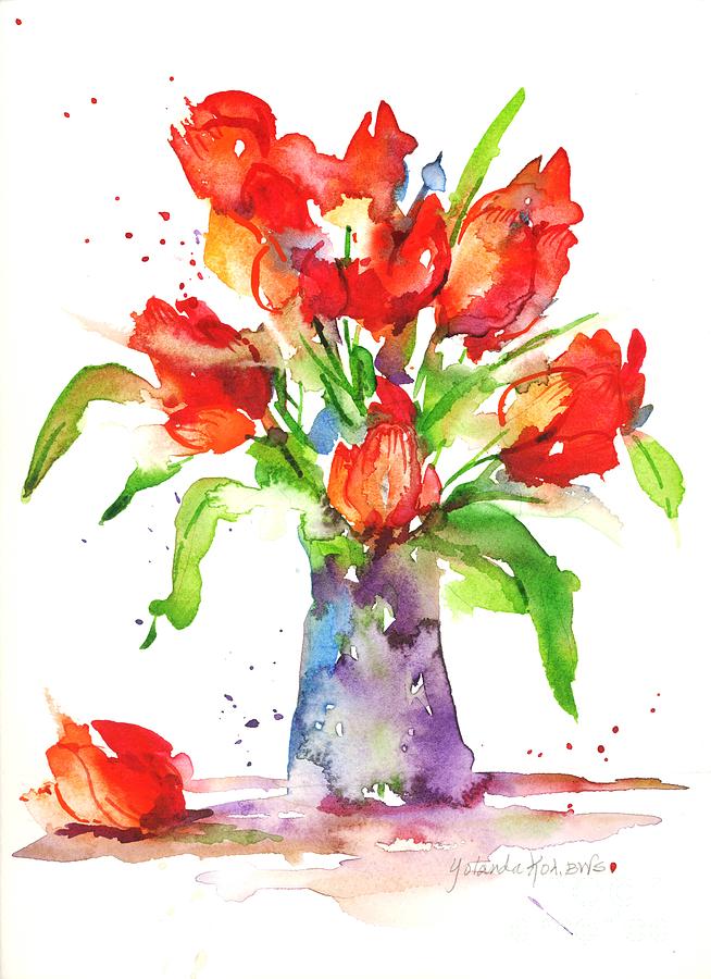 Tulips for You Painting by Yolanda Koh