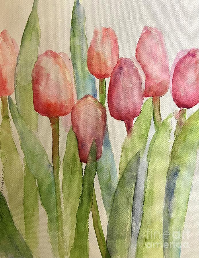 Tulips Forever Blooms Painting by Sherry Harradence