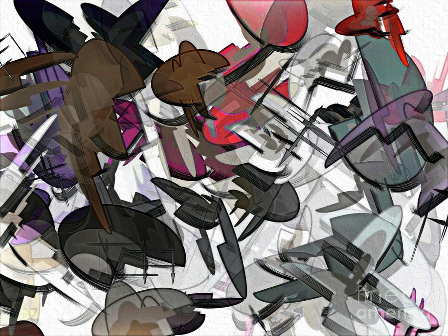 Tulips Graffiti2 Geometric Abstract Digital Art by Dee Flouton