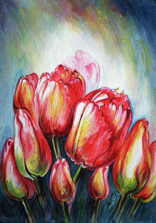 Tulip Painting - Tulips - High in the sky by Harsh Malik