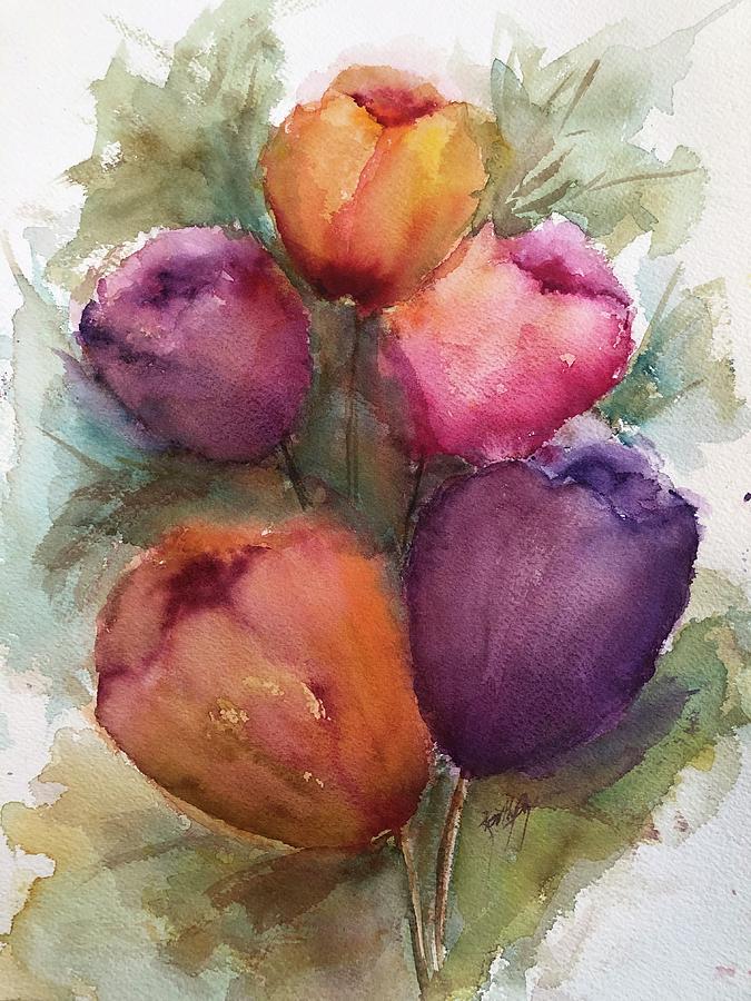 Tulips in bloom Painting by Kathy Sheeran